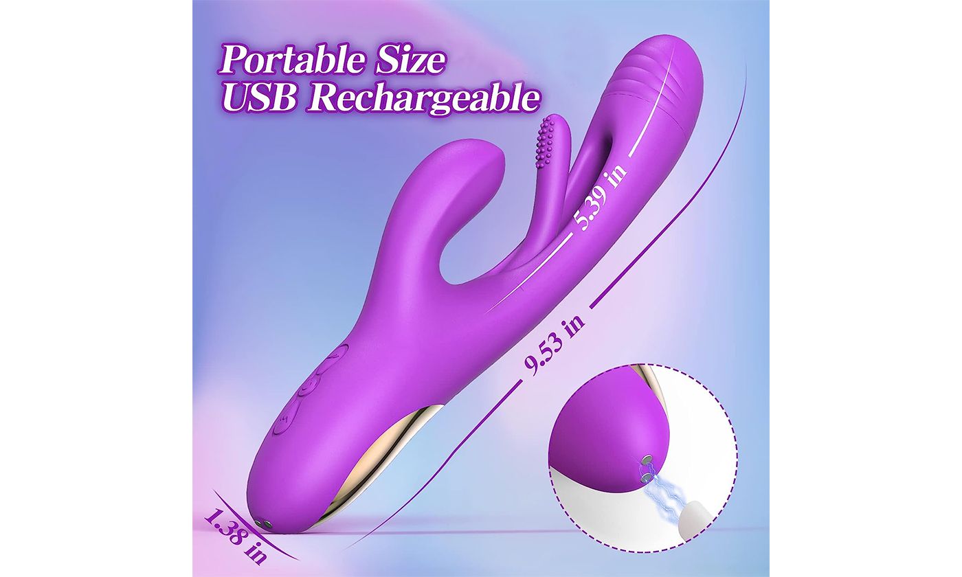 Rabbit Tapping Vibrator Dildo G Spot Vibrator with 7 Flapping Modes Sex Toys